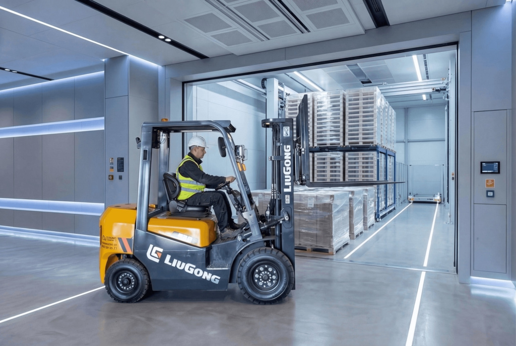 Дизельный вилочный погрузчик LiuGong CPCD25E нового поколения в работе