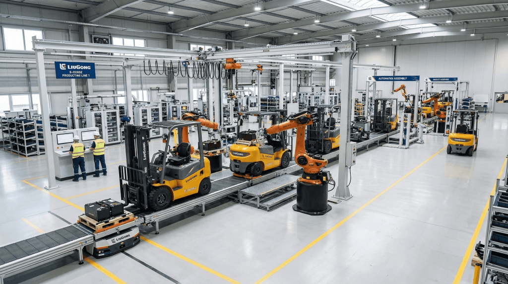 Современное производство вилочных погрузчиков LiuGong в Китае. Новые автоматизированные линии позволяют экономить при производстве